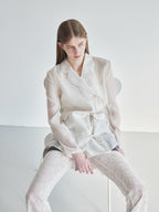 Ribbon sheer jacket アイボリー size:M model:174cm LERA
