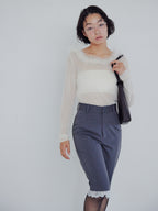 Fur trimmed sheer top クリーム size:M model:161cm 富樫かなえ
