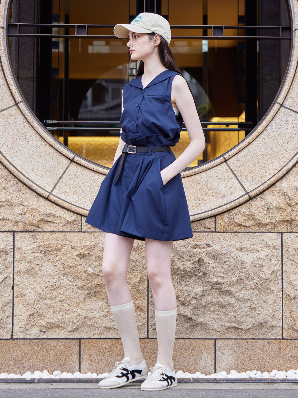 High waist volume short pants ネイビー size:M model:170cm ALICE