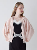 Many rose embroidery cardigan ピンク size:M model:173cm ALINA