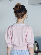 Lace collar puff sleeve cardigan ピンク size:M model:171cm ANIUTA