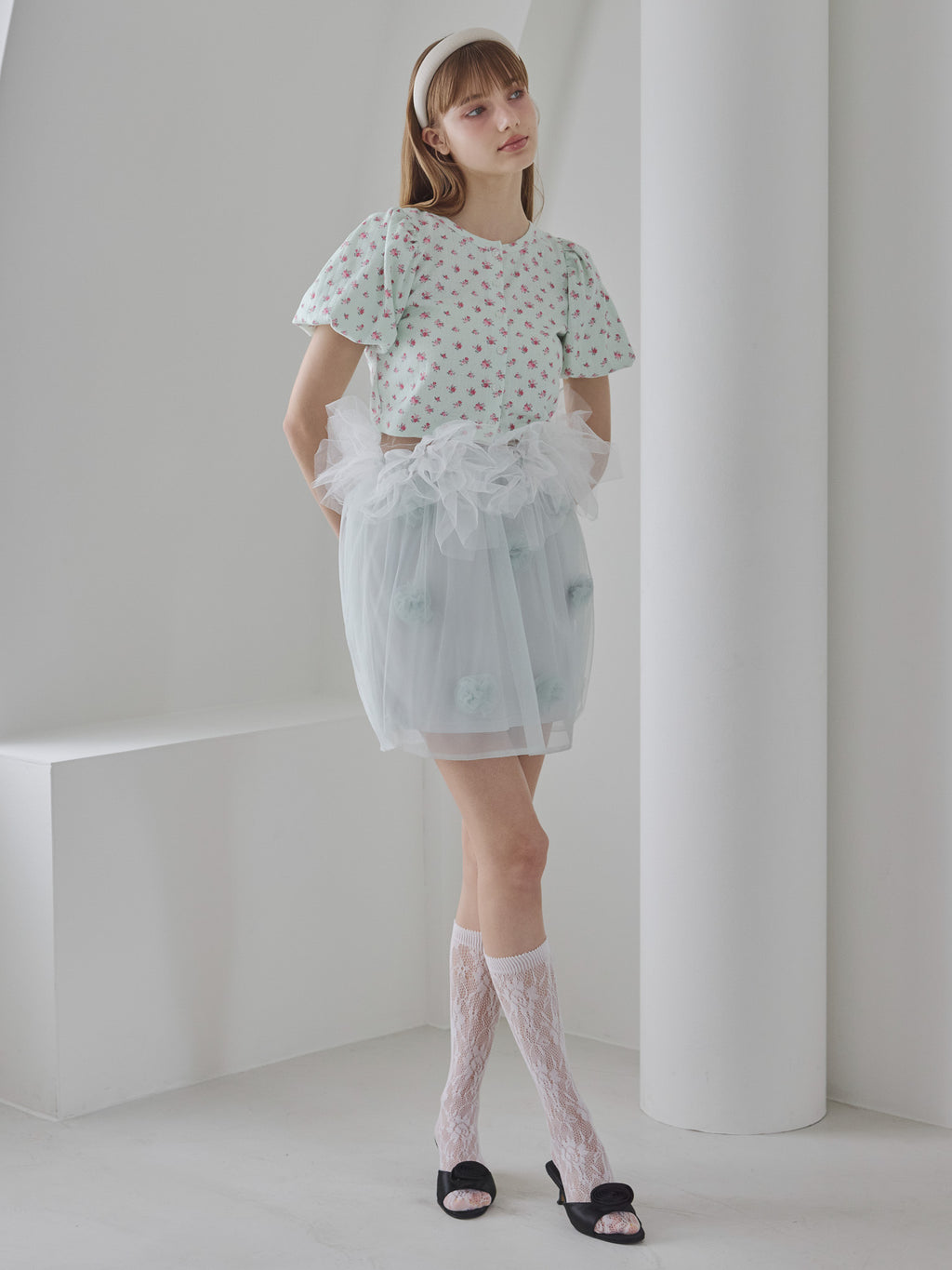 Rose tulle mini skirt ミント size:M model:175cm MARTA