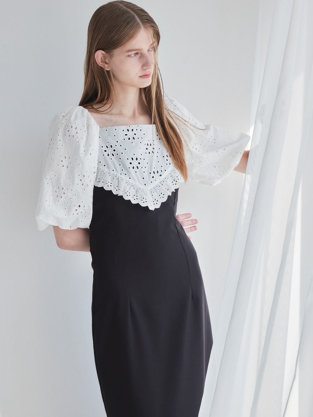 embroidered scarf dress ブラック size:M model:174cm LERA