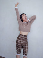 Hem lace sabrina pants ブラウン size:M model:161cm 富樫かなえ