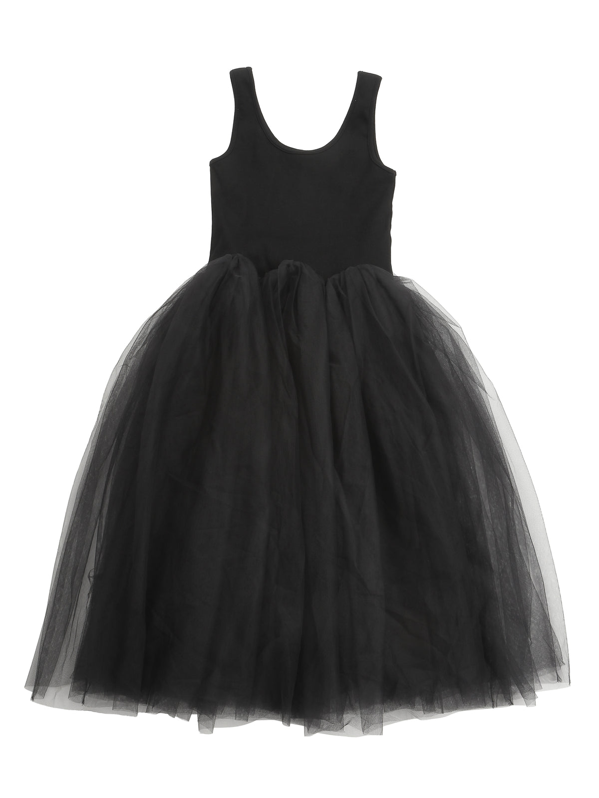 Volume tulle skirt tank dress ブラック