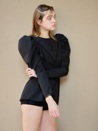 Tulip embroidered volume sleeve blouse ブラック size:M model:174cm KATERYNA