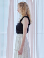 Fur shoulder satin camisole ブラック size:M model:173cm Olesia