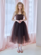 Volume tulle skirt tank dress ブラウン size:M model:173cm Olesia