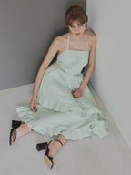 Lily embroidered apron long dress ミント size:M model:175cm MARTA