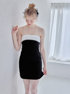 Rhinestone mini dress ブラック size:M model:173cm Olesia