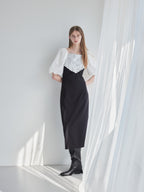 embroidered scarf dress ブラック size:M model:174cm LERA