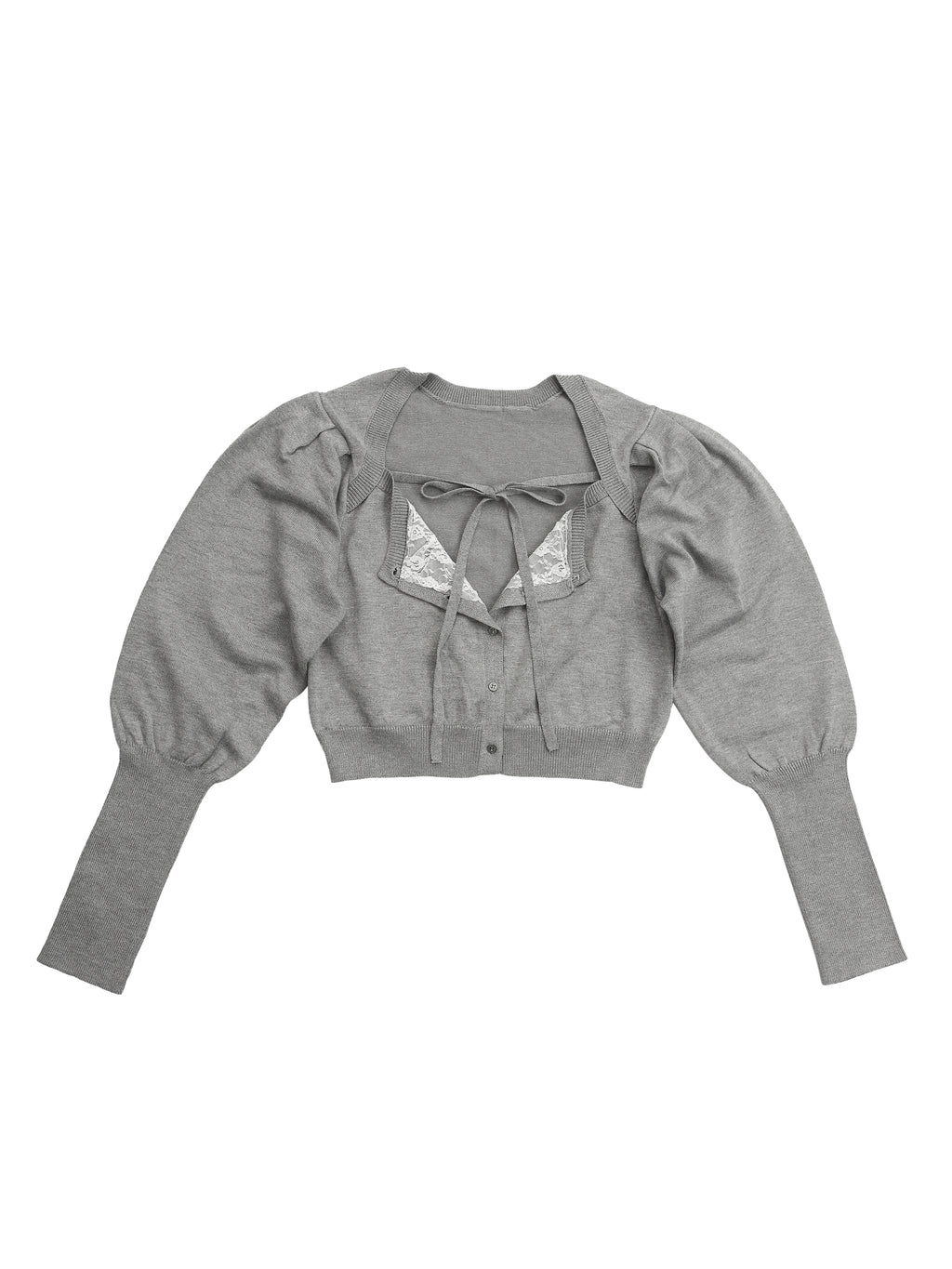 Lace lined cardigan グレー