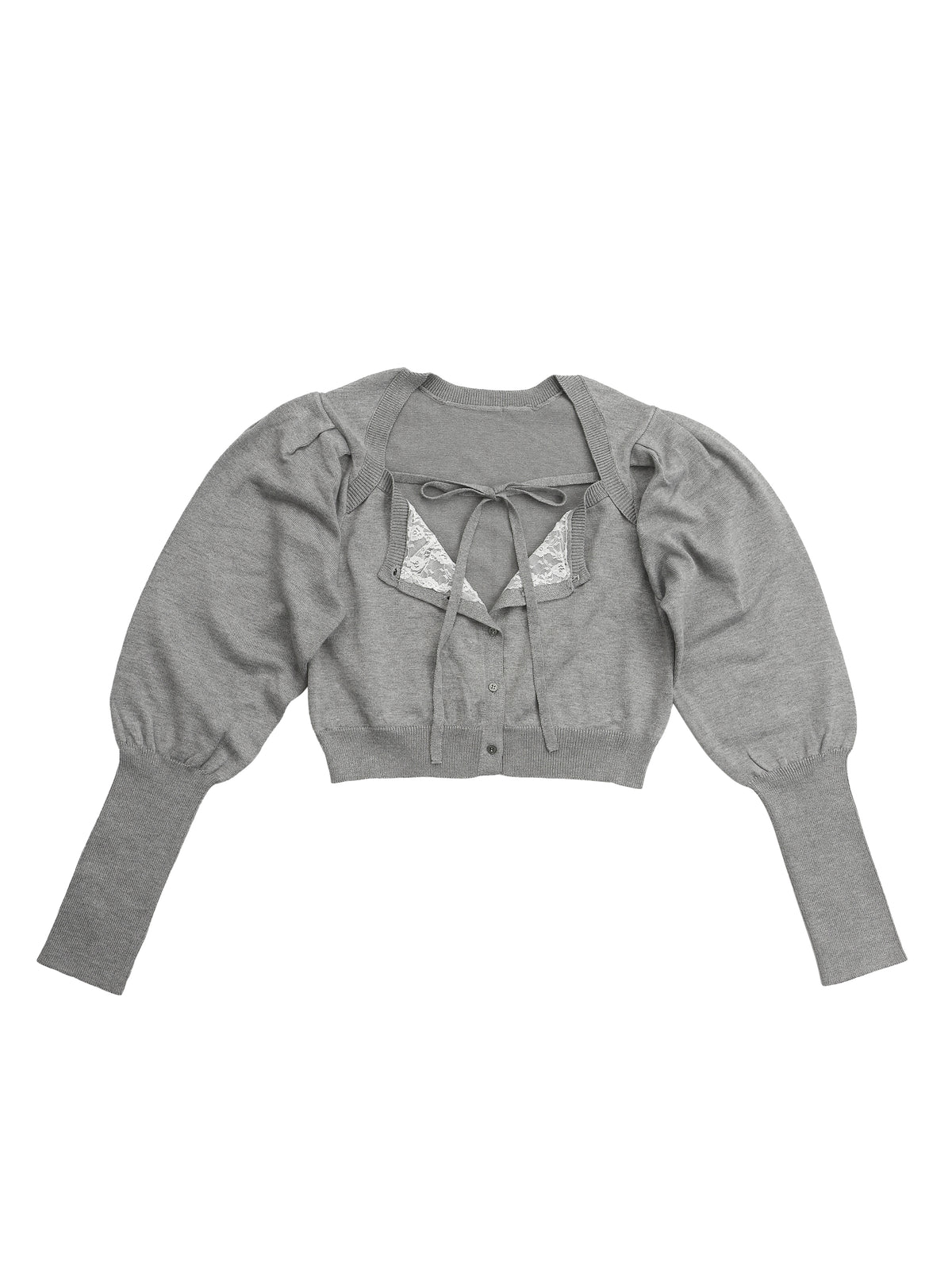 Lace lined cardigan グレー