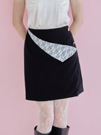 Lace lined mini skirt ブラック size:M model:173cm Olesia