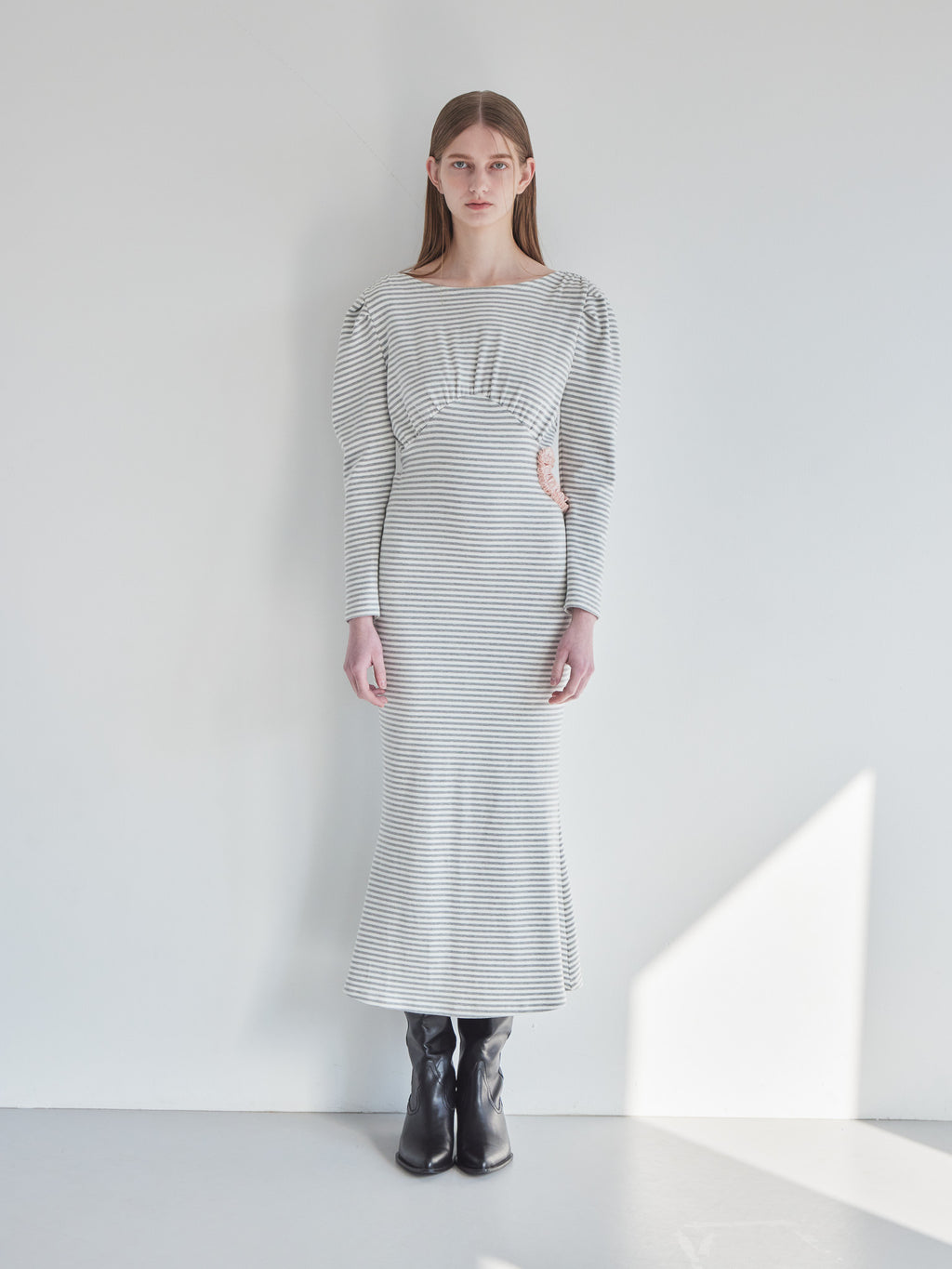 I miss you heart cut dress グレー