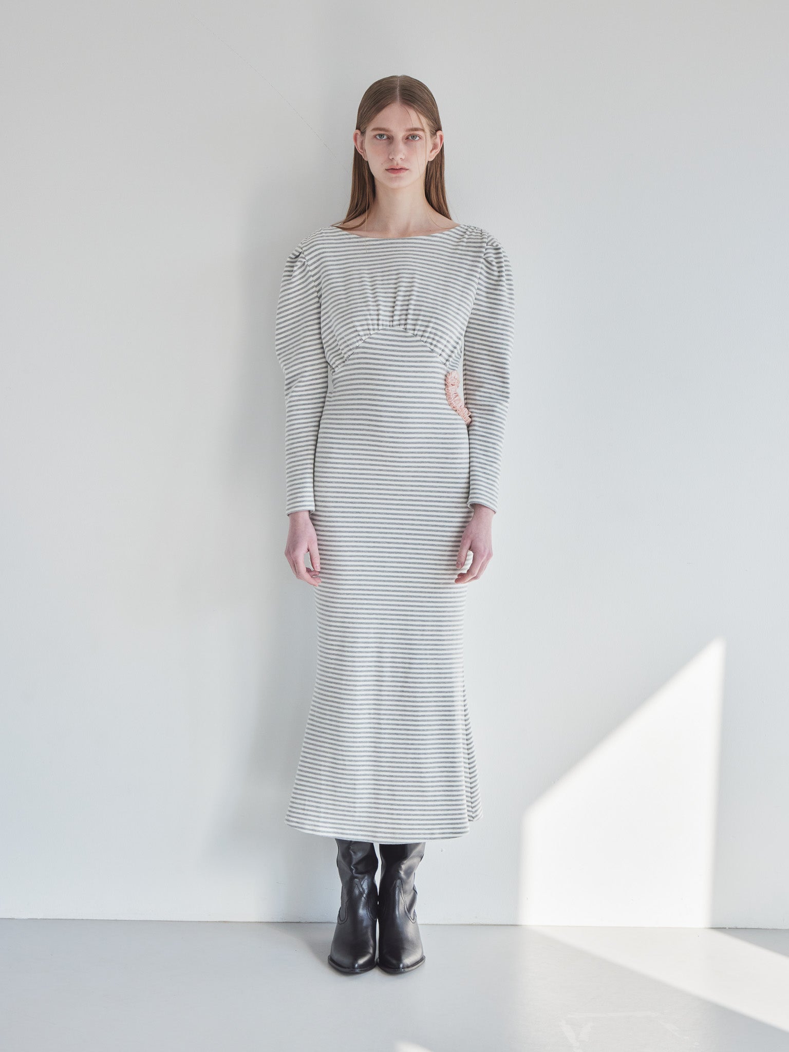 I miss you heart cut dress グレー