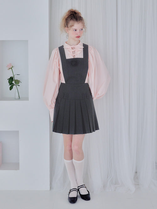 Rose pleated apron dress グレー size:M model:173cm Olesia