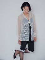 Rose sheer blouse アイボリー size:M model:161cm 富樫かなえ