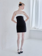 Rhinestone mini dress ブラック size:M model:173cm Olesia
