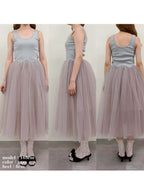 Volume tulle skirt tank dress グレー