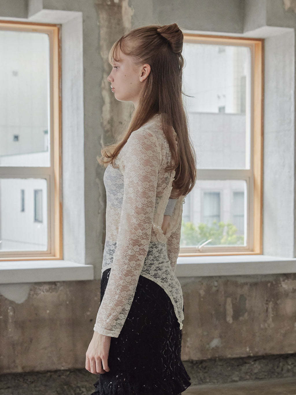 Back open race bodysuit アイボリー size:M model:173cm DASHA.G