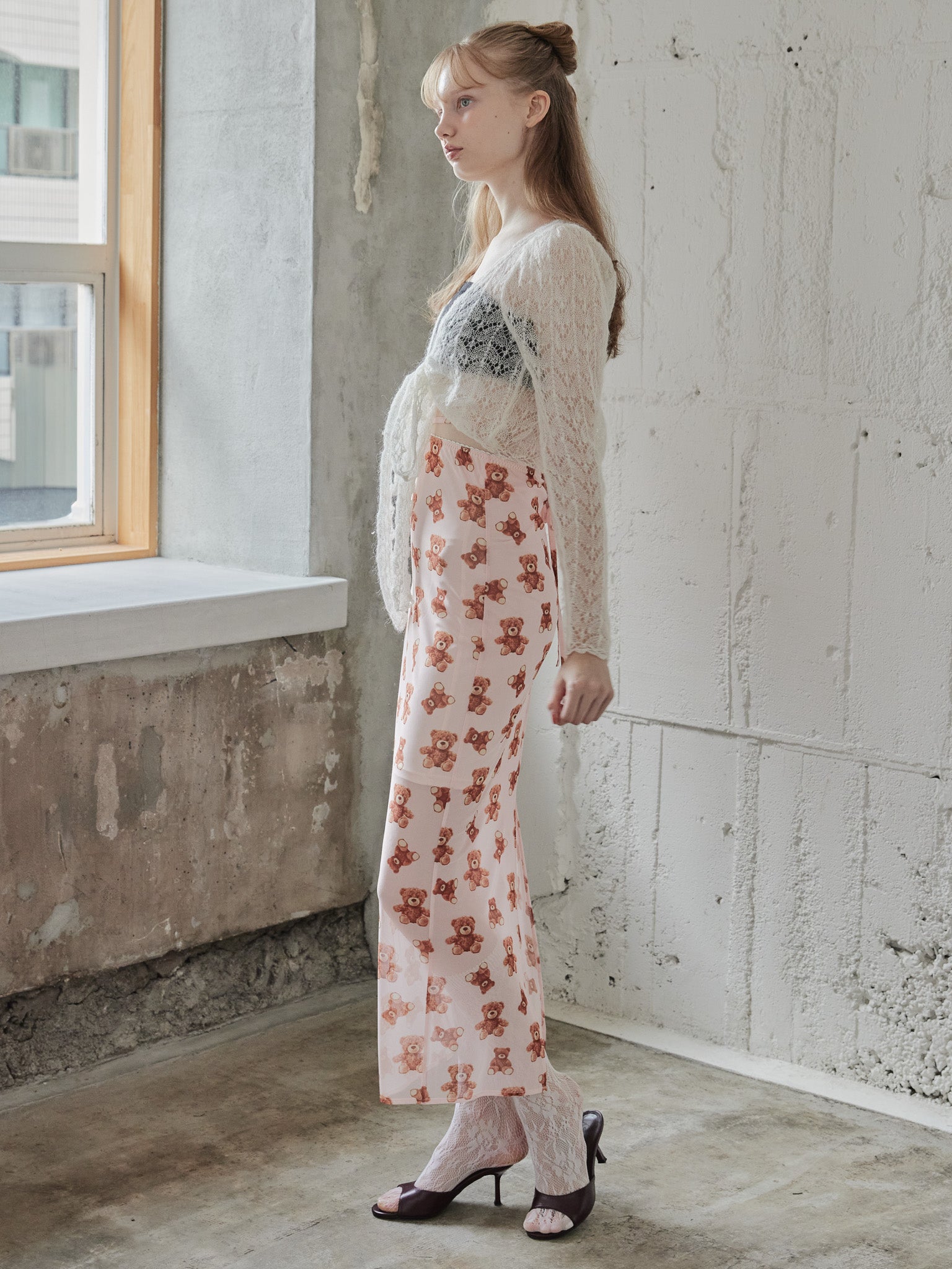 Teddy bear tulle skirt ピンク size:M model:173cm DASHA.G