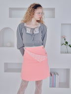 Lace lined mini skirt ピンク size:M model:173cm Olesia