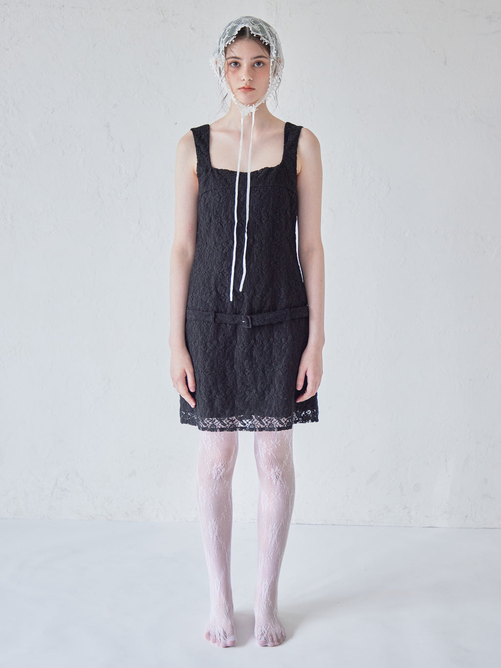 Low belt lace mini dress ブラック size:M model:170cm ALICE
