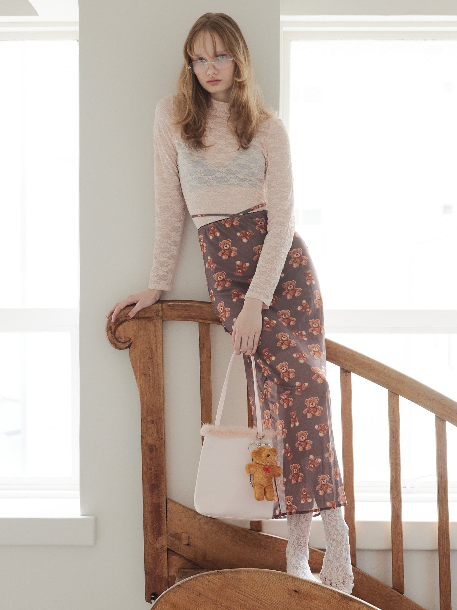 Teddy bear tulle skirt モカ size:M model:173cm DASHA.G