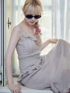 Mohair crochet cami dress モカ size:M model:163cm MINAMI