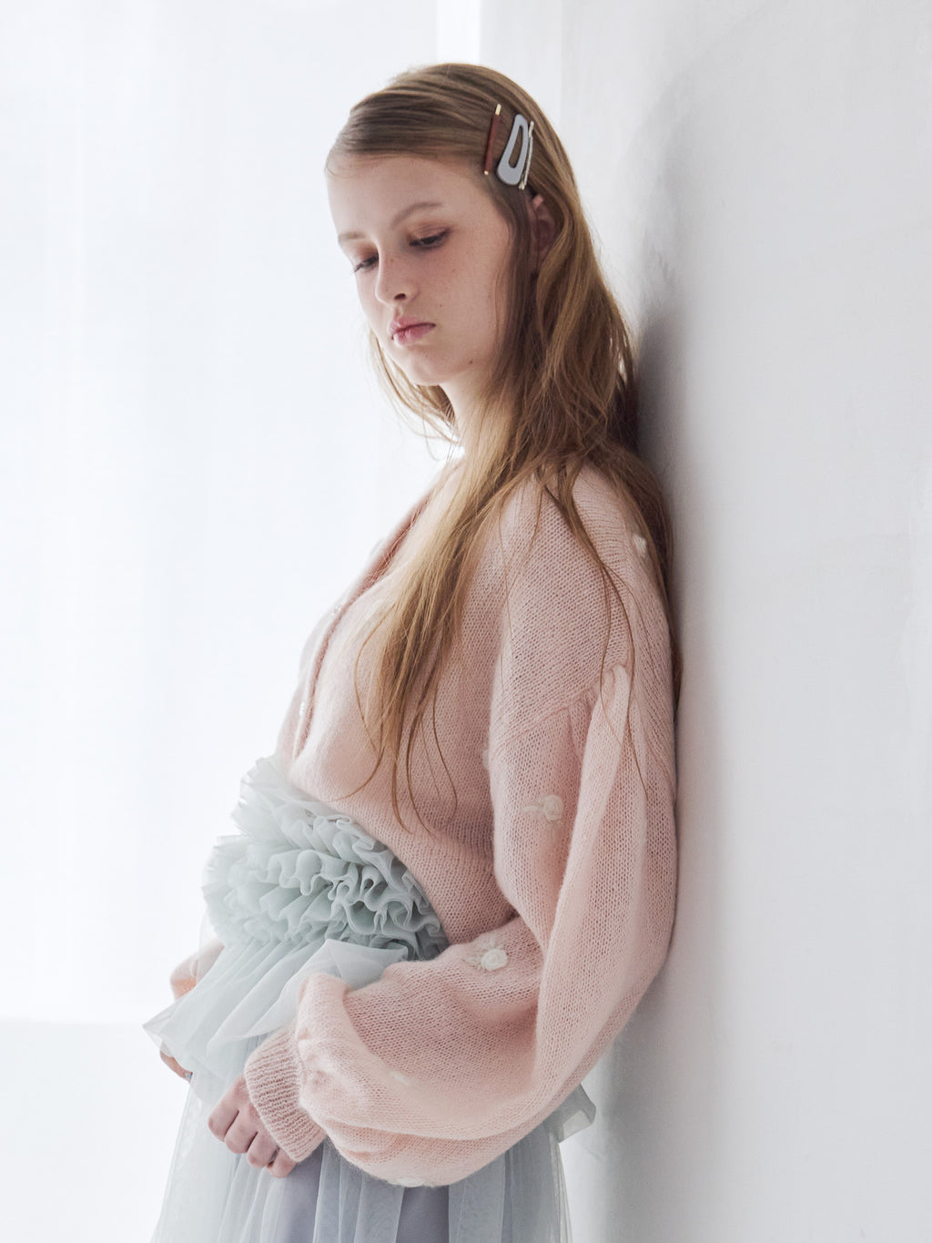 Many rose embroidery cardigan ピンク size:M model:173cm ALINA
