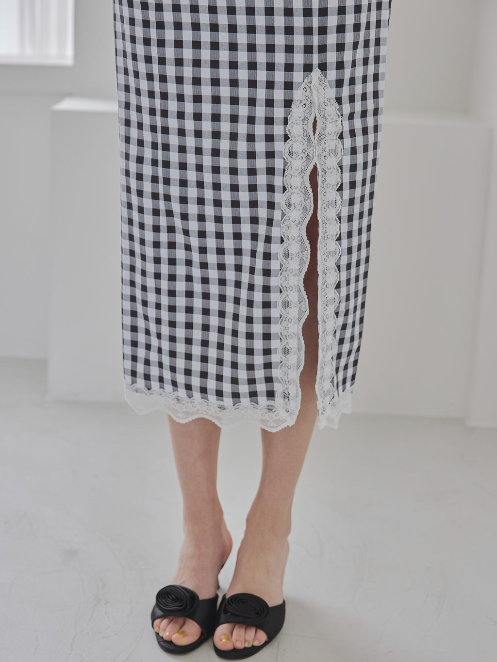 Rose gingham dress ブラック size:M model:175cm MARTA