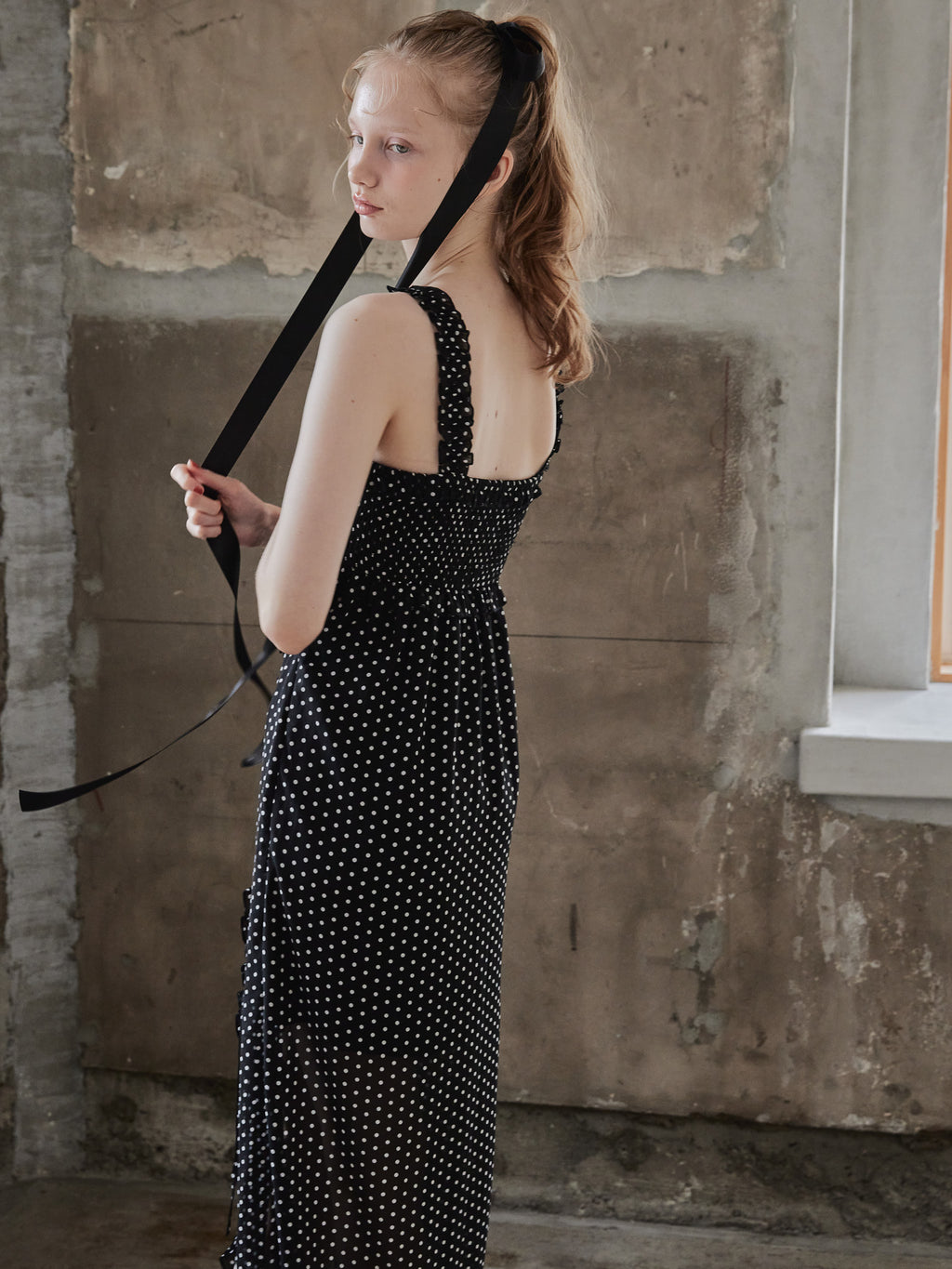 Frill slit cami dress ブラック size:M model:173cm DASHA.G