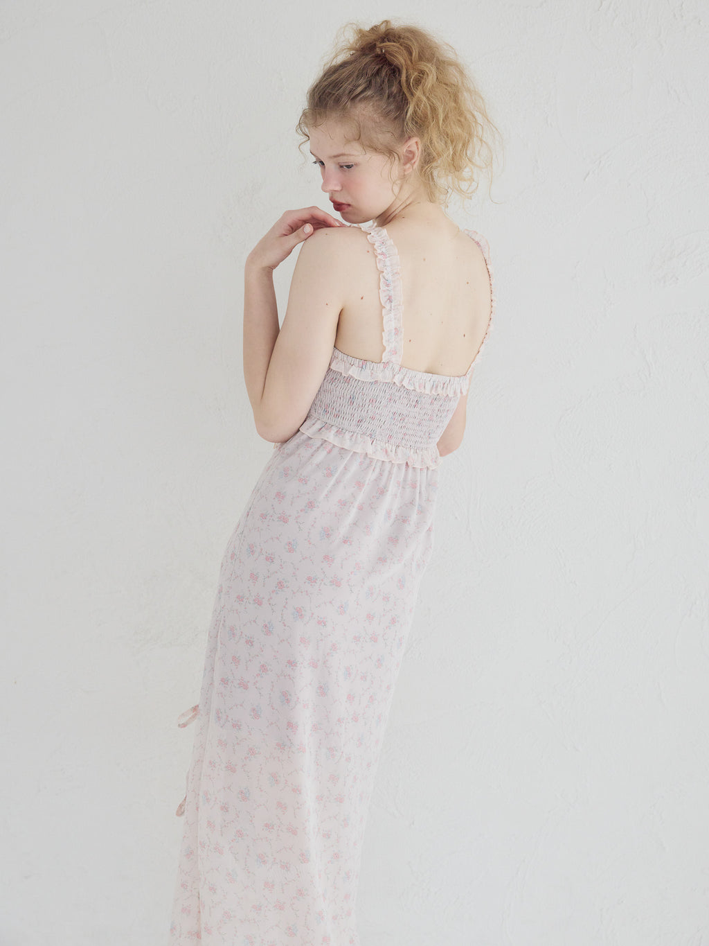 Frill slit cami dress ピンク size:M model:173cm Olesia