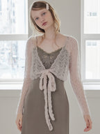 Mohair crochet ribbon cardigan ピンク size:M model:173cm DASHA.G