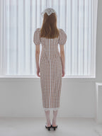 Rose gingham dress モカ size:M model:175cm MARTA