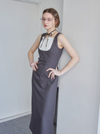 Ribbon waist dress グレー size:M model:171cm ANIUTA