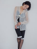 Rose sheer blouse アイボリー size:M model:161cm 富樫かなえ