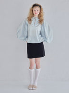 Many ribbon volume sleeve blouse ブルー size:M model:173cm Olesia