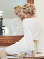 Shell button shaggy cardigan ホワイト size:M model:163cm MINAMI