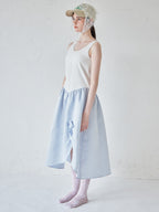 Rose satin docking rib dress ブルー size:M model:170cm ALICE