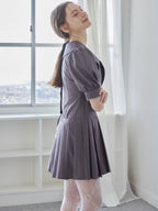 Low waist pleated mini dress グレー size:M model:171cm ANIUTA