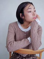 Frilly cable knit cardigan モカ size:M model:161cm 富樫かなえ