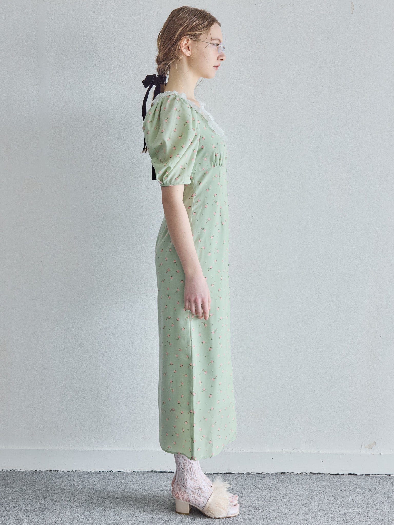 Decollete lace dress ミント size:M model:171cm ANIUTA