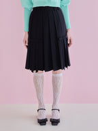 Ribbon slit pleated skirt ブラック size:M model:173cm Olesia