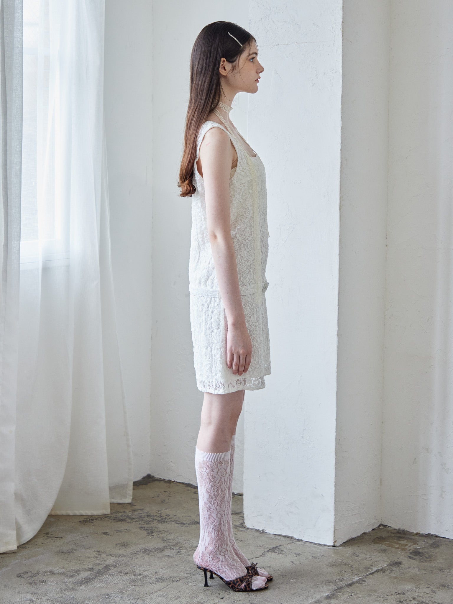 Low belt lace mini dress ホワイト size:M model:170cm ALICE