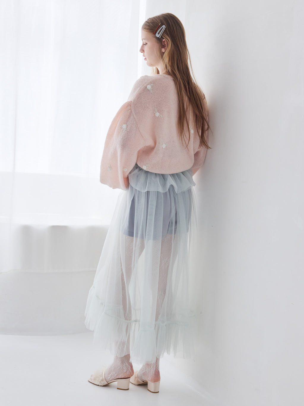 Frill tulle skirt & shorts set ミント size:M model:173cm ALINA