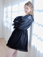 French letter collar wrap mini dress ブラック size:M model:174cm KATERYNA