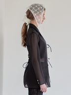 Ribbon sheer jacket ブラック size:M model:174cm LERA