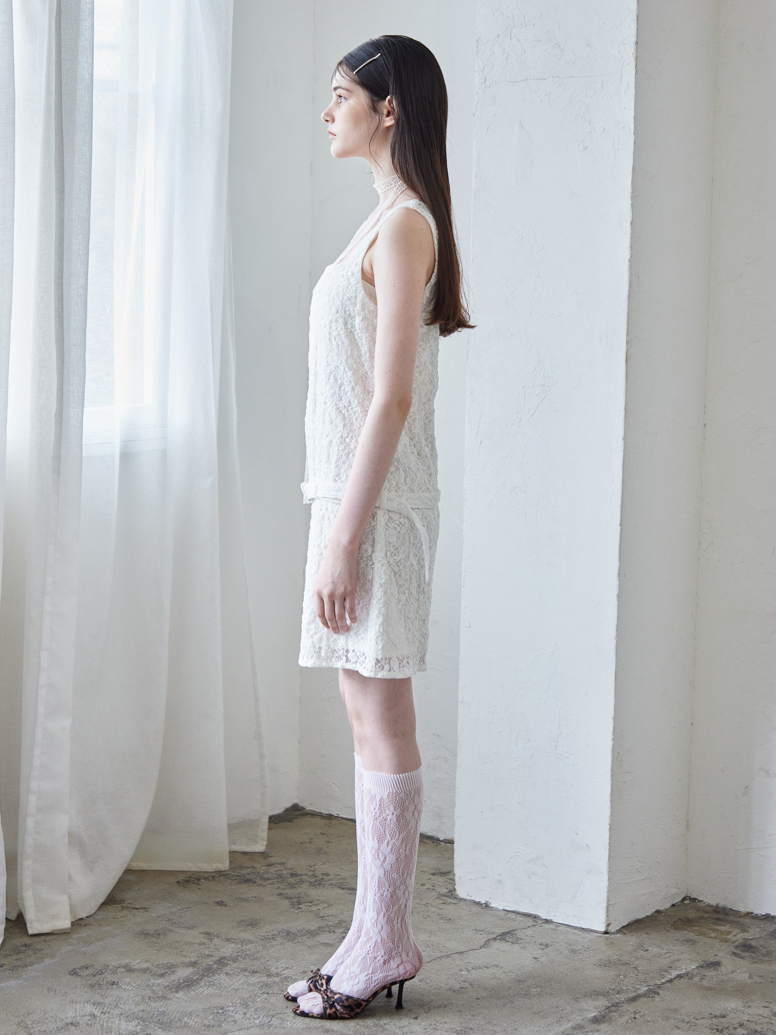 Low belt lace mini dress ホワイト size:M model:170cm ALICE